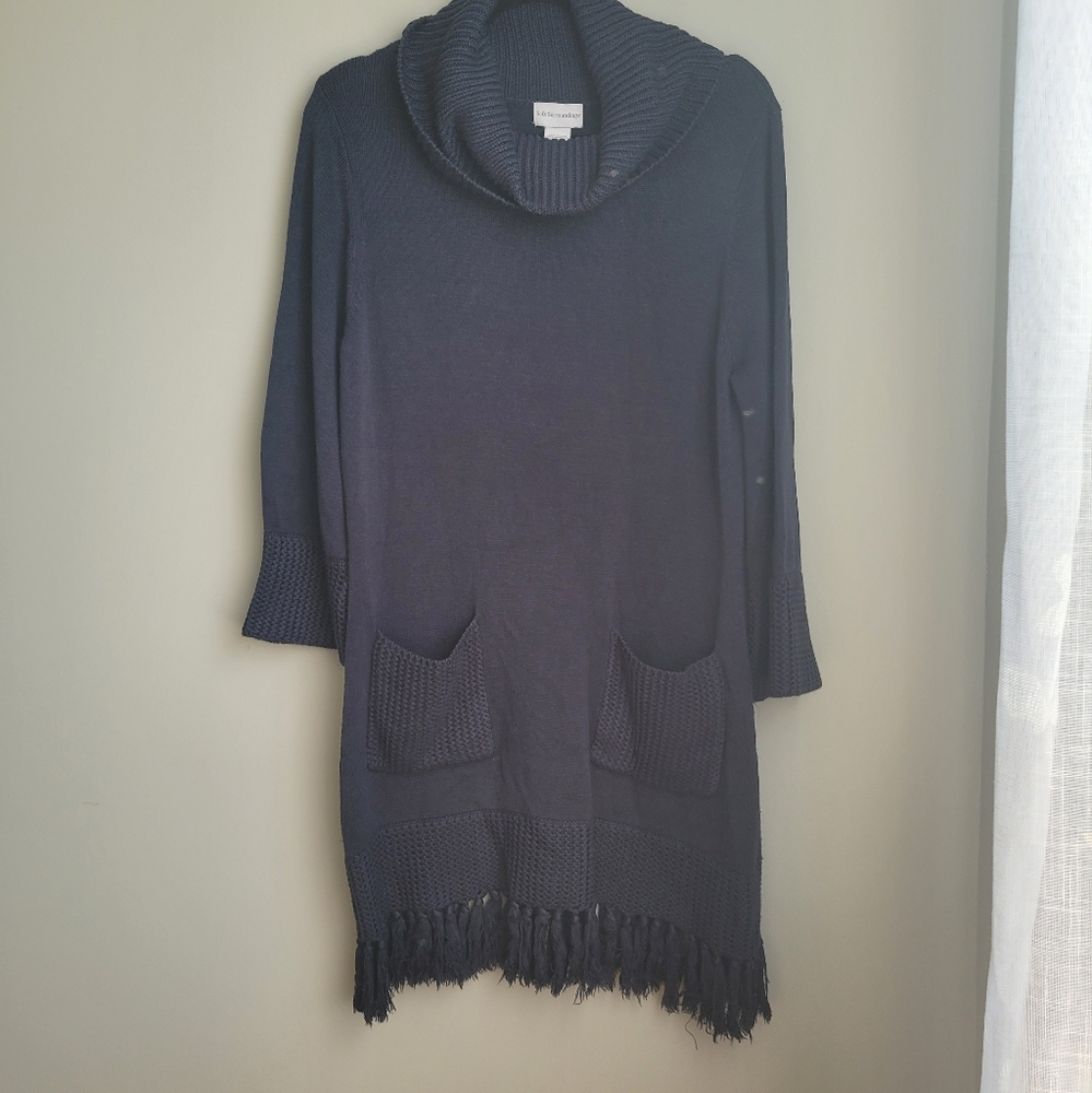 Soft Surroundings Dark Teal Cowl Neck Sweater Dress M